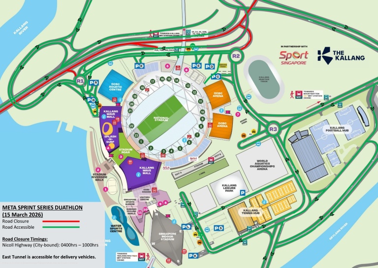 Meta Sprint Series Duathlon 2026 - road closure map